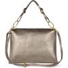 Italian Metallic Calf Leather Shoulder Bag for Women | Rectangular Handbag with Zipper Top Handle & Crossbody Strap(Metallic Bronze)