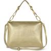 Italian Metallic Calf Leather Shoulder Bag for Women | Rectangular Handbag with Zipper Top Handle & Crossbody Strap(Metallic Gold)
