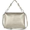 Italian Metallic Calf Leather Shoulder Bag for Women | Rectangular Handbag with Zipper Top Handle & Crossbody Strap(Metallic Platinum)