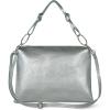 Italian Metallic Calf Leather Shoulder Bag for Women | Rectangular Handbag with Zipper Top Handle & Crossbody Strap(Metallic Silver)