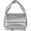 Italian Metallic Calf Leather Top-Handle Bag for Women with Zipper Flap & Twisted Handle | Crossbody Shoulder Purse(Silver)