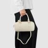 Italian Real Leather Top-Handle Crossbody Bag for Women with Rectangular Shape | Compact Structured Everyday Purse(Beige)