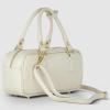 Italian Real Leather Top-Handle Crossbody Bag for Women with Rectangular Shape | Compact Structured Everyday Purse(Beige)