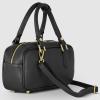Italian Real Leather Top-Handle Crossbody Bag for Women with Rectangular Shape | Compact Structured Everyday Purse(Black)