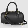 Italian Real Leather Top-Handle Crossbody Bag for Women with Rectangular Shape | Compact Structured Everyday Purse(Black)