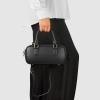 Italian Real Leather Top-Handle Crossbody Bag for Women with Rectangular Shape | Compact Structured Everyday Purse(Black)