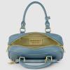 Italian Real Leather Top-Handle Crossbody Bag for Women with Rectangular Shape | Compact Structured Everyday Purse(Denim)