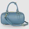 Italian Real Leather Top-Handle Crossbody Bag for Women with Rectangular Shape | Compact Structured Everyday Purse(Denim)