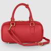 Italian Real Leather Top-Handle Crossbody Bag for Women with Rectangular Shape | Compact Structured Everyday Purse(Red)