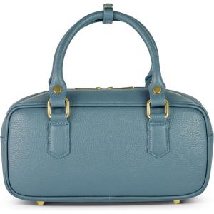 Italian Real Leather Top-Handle Crossbody Bag for Women with Rectangular Shape | Compact Structured Everyday Purse(Denim)