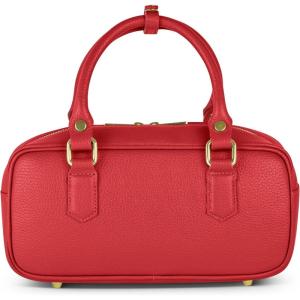 Italian Real Leather Top-Handle Crossbody Bag for Women with Rectangular Shape | Compact Structured Everyday Purse(Red)