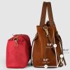 Italian Genuine Suede Tote Bag for Women with Detachable Strap | Structured Top-Handle Purse with Interior Pouch(Brown)