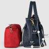 Italian Genuine Suede Tote Bag for Women with Detachable Strap | Structured Top-Handle Purse with Interior Pouch(Dark Blue)