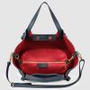 Italian Genuine Suede Tote Bag for Women with Detachable Strap | Structured Top-Handle Purse with Interior Pouch(Dark Blue)