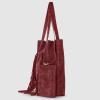 Italian Genuine Suede Tote Bag for Women with Fringe Detail | Medium Top Handle Handbag with Detachable Zip Wallet(Burgundy)