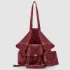 Italian Genuine Suede Tote Bag for Women with Fringe Detail | Medium Top Handle Handbag with Detachable Zip Wallet(Burgundy)
