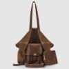 Italian Genuine Suede Tote Bag for Women with Fringe Detail | Medium Top Handle Handbag with Detachable Zip Wallet(Chocolate)