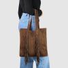 Italian Genuine Suede Tote Bag for Women with Fringe Detail | Medium Top Handle Handbag with Detachable Zip Wallet(Chocolate)