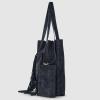 Italian Genuine Suede Tote Bag for Women with Fringe Detail | Medium Top Handle Handbag with Detachable Zip Wallet(Dark Blue)