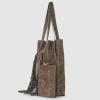 Italian Genuine Suede Tote Bag for Women with Fringe Detail | Medium Top Handle Handbag with Detachable Zip Wallet(Tobacco)