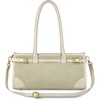 Italian Genuine Suede Compact Bag for Women with Leather Trim | Rectangular Structured Shoulder Crossbody Purse(Beige)